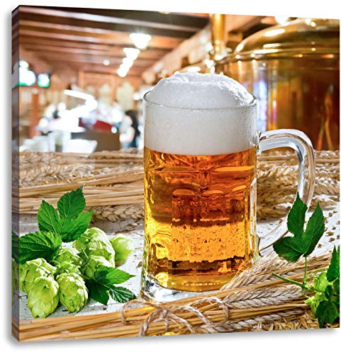 Pixxprint Deutsches frisches Bier, Größe: 40x40, Leinwandbild Quadratisch, Wandbild, Kunstdruck, fertig bespannt