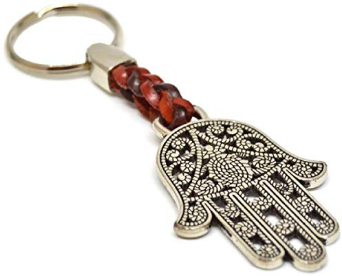 Desi-Schilder Hand der Fatima-Glücksbringer-Metall mit Lederband-Schlüsselanhänger-Keyholder-Schlüssel-Keyrings