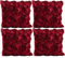 JOTOM Kissenbezug mit Rosenmotiv, einfarbig, Seidensatin, für Zuhause, Couch, Sofa, dekorativ, 45 x 45 cm, Weinrot, 4 Stück