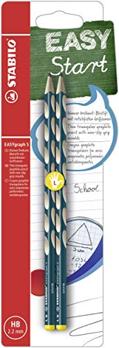 STABILO - Schmaler Dreikant-Bleistift für Linkshänder - EASYgraph S in petrol - 2er Pack - Härtegrad HB