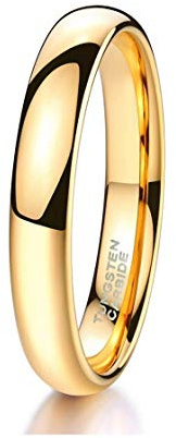 CROWNAL Tungsten Carbide 1mm 2mm 3mm 4mm 5mm 6mm 7mm 8mm White Gold Black Rose Gold Polished Classic Dome Wedding Ring, tungsten