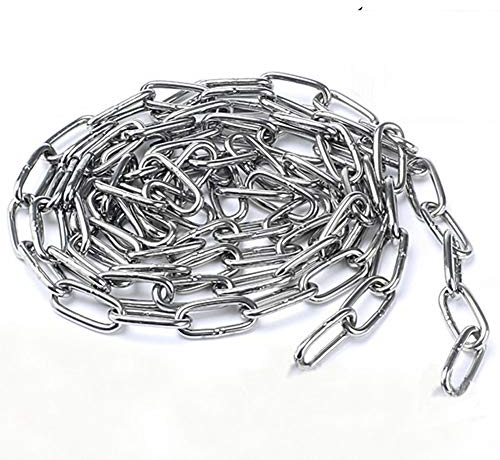 KAIISSA 304 Stainless Steel Chain Strong Bright Heavy Duty Steel Welded Chain Links for Fence Hanging, Walking The Dog Chain, Swing Chain, Drying Clothes Chain Maximum Load 200kg, 4MM - 2 Meter