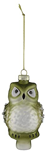 ZauberDeko Christbaumschmuck Eule Glas 12cm Weihnachtsbaumschmuck Anhänger Christbaumkugeln, Farbe:Grün