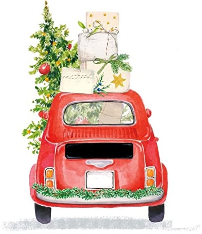 E+N Weihnacht-en Advent Deko Serviette-n Servietten Christmas-Taxi Auto Ho-Ho-Ho Merry Christmas 33 x 33 cm 20 Stück-Packung FSC
