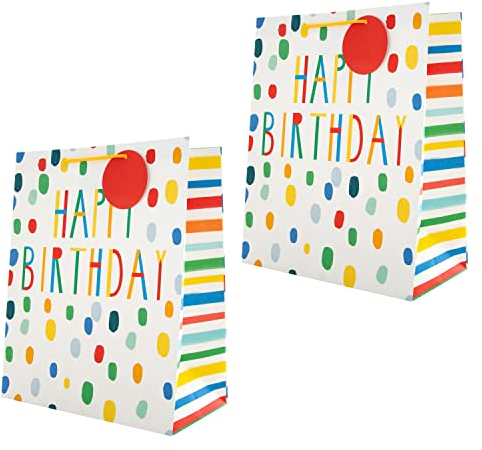 Hallmark Geburtstagsgeschenktüten-Bundle – 2 große Geschenktüten in 1 leuchtend bunten Design