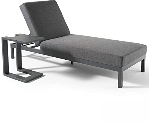 Oviala Sonnenliege mit Ablagefläche aus Aluminium, Grau