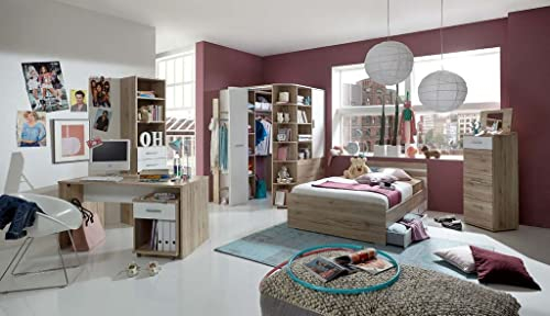Froschkönig24 Joker Jugendzimmer Kinderzimmer Komplettset Weiß/San Remo-Eiche 6