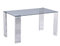 WORKOME Mesa Rectangular, de Comedor, Acero Inoxidable, Cristal Templado Transparente, 160X90 cm.