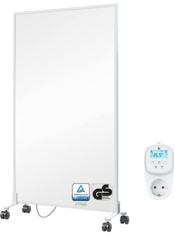 BR Bringer Infrarotheizung Standgerät - 800 Watt - Energiesparend - Mobile Elektroheizung mit Standfüßen auf Rollen, Smart Thermostat, WiFi und App - 5 Jahre Garantie, TÜV (weiß)