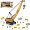 Coolplay Crane Toy Sandbox Truck with Road Sign Set for Kids, 1:55 Construction Truck Toy Vehicle for Boys 3 Years Old