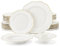 MALACASA Vajillas Completas Modernas 32 Piezas con Borde Dorado, Juegos de Platos de Bone China para 8 Personas Con 8 Platos Hondos/ 8 Platos llanos/ 8 Platos de Postre/ 8 Cuencos, Serie LOTUS