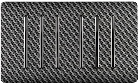 Trendi Switch ART-SS66 6 Gang 1 or 2 Way Modern Designer Light Switch in Carbon Fibre