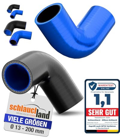 1 Stück | Silikonbogen 90° Grad ID-Ø 25mm schwarz 200°C | GROSSE AUSWAHL | Silikon-Schlauch Ladeluft-Schlauch LLK Kühler Schlauchbogen Turbo Kühlmittel Kühlwasser Ansaugung Gummi flexibel | PREMIUM