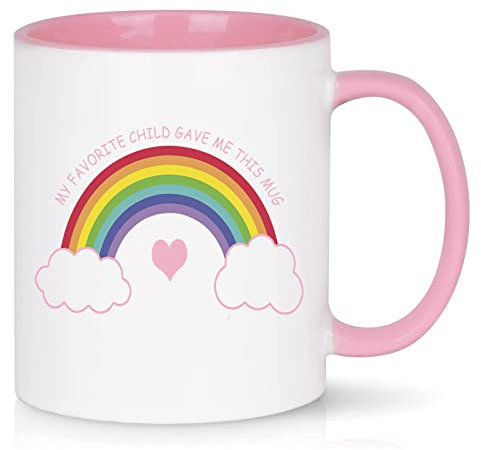 WENSSY Regalos para mamá, mi hijo favorito me dio esta taza, taza de arco iris favorita para niños, regalos de cumpleaños para el día de la madre para mamá de hija e hijo, 11 onzas con caja de regalo