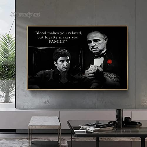 IIGOCG Leinwandbild, 40 x 60 cm, ungerahmt, Scarface und Pate Tony Montana, Don Vito Corleone Zitate Poster Bilder Heimdekoration