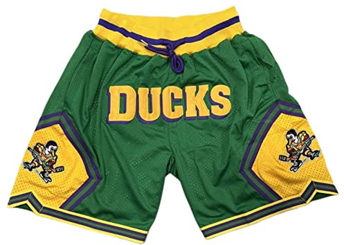 D-5 Herren Basketball-Shorts Mighty Ducks Sport-Shorts, Grün/Schwarz, Grün , Klein