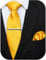 JEMYGINS Ensemble Cravate Homme en Satin Multicolore avec Pinces à Cravate et Carré de Poche Assortis Jaune vif 2