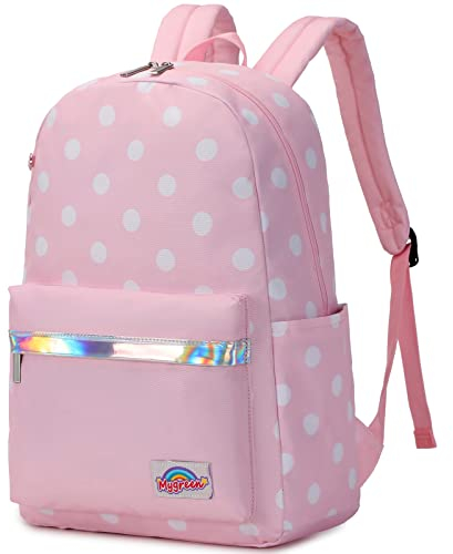 mygreen Schulrucksack für Kinder, Jungen, Mädchen, Teenager, leichte Büchertasche, Laptop-Rucksack, lässiger Tagesrucksack Geschenke Rosa