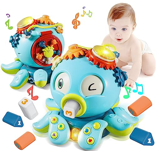MOJINO Baby Spielzeug ab 1 Jahr Lernspielzeug Sensorik Motorikspielzeug ab 18 Monate Krabbelrolle Musikalische Spielzeuge Kinderspielzeug ab 1 2 Jahre Mädchen Junge