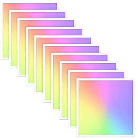 10x LED Panel 62x62cm 2800-6500K 4200lm RGB+CCT Farbsteuerung & dimmbar über Fernbedienung Einbau Rasterleuchte Einlegeleuchte Deckenleuchte Odenwalddecke OWA 620x620x12mm