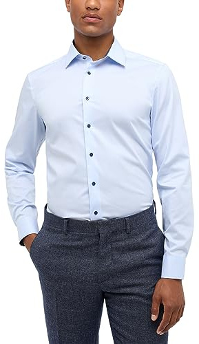 ETERNA Slim Fit Performance Hemd Langarm New Kent Kragen Stretch Twill hellblau Größe 38