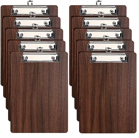 A5 Porte Blocs en Bois,10 Pièces Porte-Bloc avec Pince,Planchettes à Pince Porte-Formulaires Clipboard