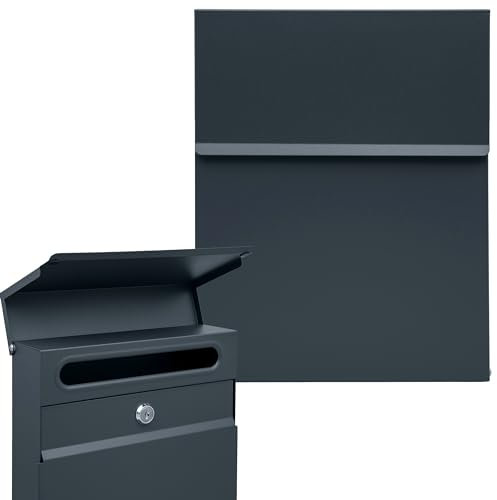 Briefkasten, Sicherheitsbox MTEC Slim | Feuerverzinkter Stahl | Anthrazit-Farbe | Wetterbeständig | Montagesatz inklusive | Wandbriefkasten
