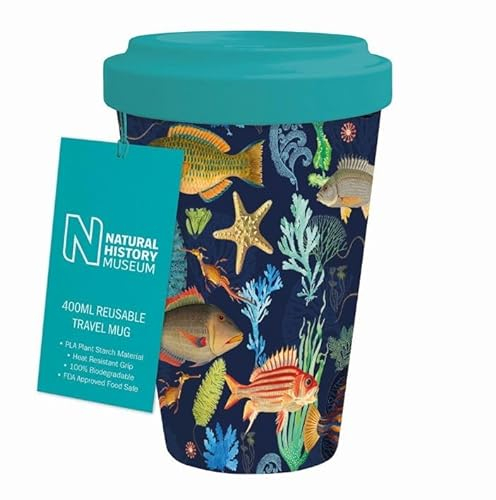 Museums & Galleries 400ml Reusable Travel Mug - an Array of Marine Life Design - Sustainable Kitchenware Gift Idea