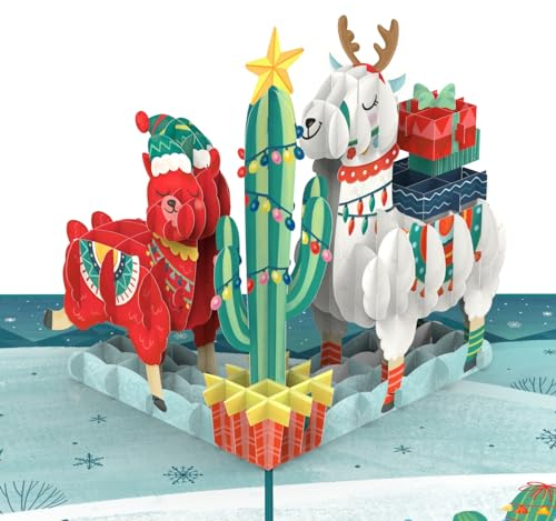 papercrush® Pop-Up Karte Weihnachten „Weihnachtslamas“ - Lustige 3D Weihnachtskarte für Kinder, Frauen und Männer, Weihnachtliche Geburtstagskarte für Mädchen, Jungen, Freundin und Freund