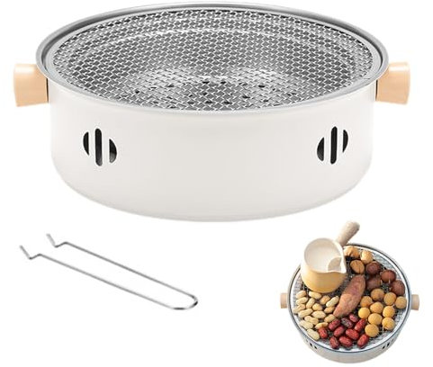 Réchaud de barbecue à charbon, grill à charbon de camping - Poêle à charbon de table en acier inoxydable | Cuisinière à barbecue antiadhésive pour arrière-cour pour lait, patates douces, thé, Soydan