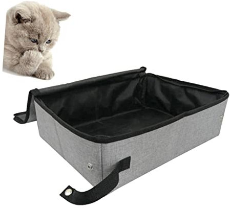 DOITOOL Bac à Litière Chat Étanche Et Pratique Toilettes Pliables Pour Chats s Accessoire Pour Voyage Et Nettoyage Facile