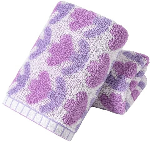 YiLUOMO Handtuch-Set mit 2 Tulpenmustern, sehr saugfähig, schnell trocknend, 100 % Baumwolle, Handtücher für Badezimmer, Hotels, Reisen, Spa, 33 x 73,7 cm, Lila