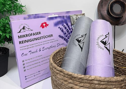 Salida Swiss Mikrofasertücher [4er-Set] – Microfasertücher für streifenfreie Fenster & Spiegel | Saugfähige, fusselfreie Mikrofaser-Tücher für Küche & Auto | Salida Swiss das Original aus der Schweiz