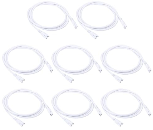 PATIKIL 1.5M / 4.9Ft T5 T8 LED Lamp Connecting Wire, 8 Pack LED Double End 3 Pin Cable Connector Linkable Extension Power Cords for LED Integrated Tube, White