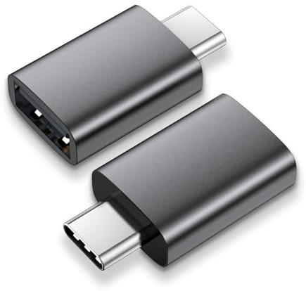 MoKo Adaptador USB C a USB A, 2PZS Acoplador USB C 3.2 Gen 2 Macho a USB A Hembra Compatible con iPhone 15 Pro MAX, MacBook Pro, iPad, iMac y Thunderbolt 4/3 Dispositivos, Carga Rápida, Gris Espacial