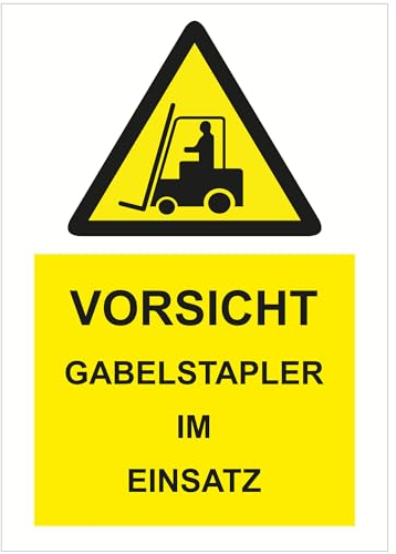 Indigos UG - Schild Gabelstapler im Einsatz - 297x420 - Hotel, Firma, Schutz, KITA, Arzt, Praxis - Sicherheit - Warnung - Aluverbundplatte 3mm, Wohnung - Hinweisschild - Warnschild