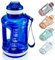 Goodatech Borraccia Sportiva, 1.5L/52 Oz, a Prova di Perdite, senza BPA, con Indicatore di Tempo, Riutilizzabile per Atletica, Ciclismo, Palestra, Ufficio, Viaggi all'Aperto (Blu)