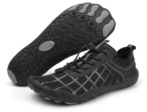 AONEGOLD Water Shoes - Mens & Womens Barefoot Aqua Shoes, Quick Dry, Yoga, Snorkeling, Surfing, Beach & Fitness Shoes (Black, Size 6)
