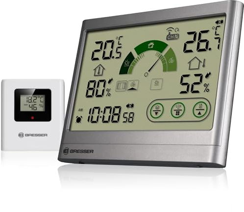 Bresser Termoigrometro Consiglio Ventilazione Temperatura Umidità Interno Esterno Indicatore Comfort Sensore Wireless