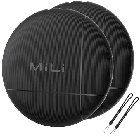 MiLi Smart Tag, Schlüsselfinder und Koffer Tracker kompatibel mit Apple Wo ist? APP (nur iOS), Bluetooth Tracker für Schlüssel, Gepäck, Koffer, Taschen, IP67 wasserdicht, Austauschbarer Akku, 2er Pack