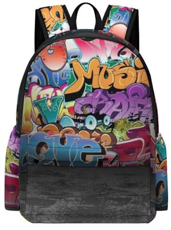 JZemdybill Rucksack, Graffiti-Hip-Hop-Rucksack, lässiger Tagesrucksack für Outdoor, Sport, Reisen, Graffiti Hip Hop, 42x30x15cm