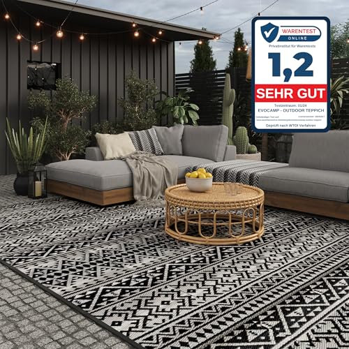 EVOCAMP Outdoor Teppich 270x300 cm, Kunststoffteppich, wetterfest und leicht, Picknickdecke für den Outdoor-Bereich, Vorzeltteppich aus Kunststoff-Fasern