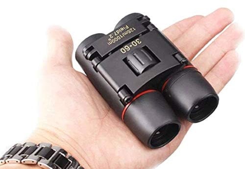 ARPDJK Pequeños Prismáticos 30x60 Potente telescopio plegable con tela limpia y funda de transporte, Binoculars de bolsillo ligero para adultos niño