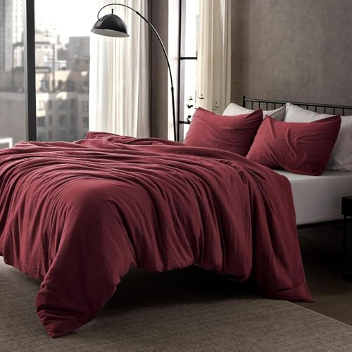 Lanqinglv Bettwäsche 220x240 Weinrot aus Mikrofaser für Allergiker | ÖKO-TEX Zertifiziert,4 Jahreszeiten Set,Deckenbezug Atmungsaktiv Bettbezug und 2 Kissenbezüge 80x80 mit Reißverschluss