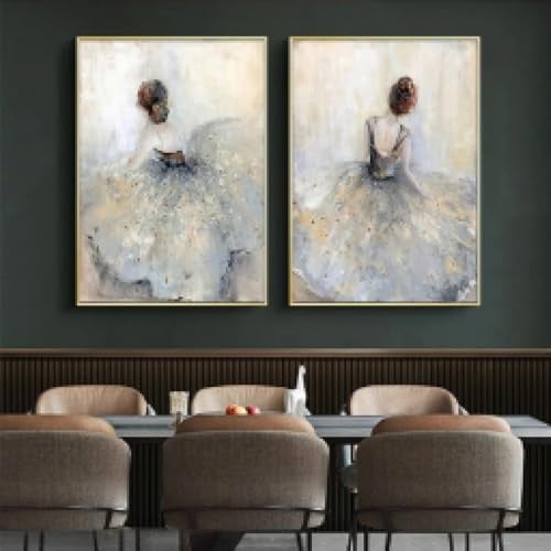 LMYCHENG Vintage Elegante Tanzmädchen Leinwandgemälde für Drucke Frauenfigur Poster Wandkunst Moderne Wohnzimmer Wohnkultur Bild 70x100cm Rahmenlos