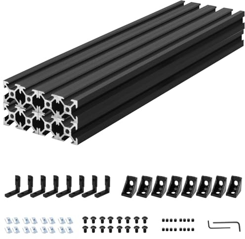 iMetrx 8 Stück 2020 V Typ Schwarz 400mm und 20x20 aluminium profil Verbinder Kit Europäischer Standard Eloxierte Linearschiene aluminiumprofile Extrusion,für DIY 3D Drucker und CNC Maschinen