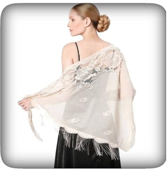 MILAKOO Dreieck Spitze Stola Schal Damen mit Quasten Festlich Abend Party Mesh Hochzeit Schals