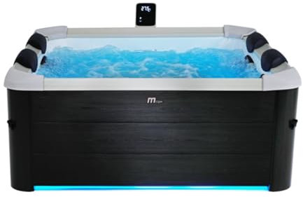 AQUALINE MSpa Oslo Plus XXL 4-6 Person Portable Modular Hot Tub-WiFi Controlled 13A Plug & Play 2025 Model, Exterior LED Colour Lighting, Heats to 40°C, 140 Massage Air Jets, All Year Use - DIY Setup