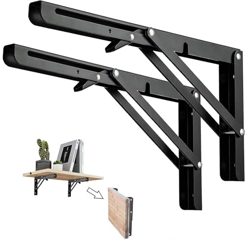 Klappkonsole Schwerlast 150mm, Edelstahl Klappbarer Regalträger für Wandmontage, Schwerlast Regalträger Klappbar bis 30kg, Platzsparende Faltbare für Küche, Garage, Werkstatt