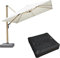 PURPLE LEAF Parasol Déporté en Grain de Bois 3 x 3 m Carré avec Pied de Parasol, Grand Parasol De Jardin Extérieur Cadre en Aluminium avec Rotation à 360° pour Balcon, Terrasse, Piscine, Crème